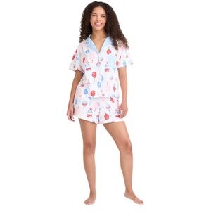 Way To Celebrate Two Piece Pajama Set Button Up Shirt Elastic Waistband …
